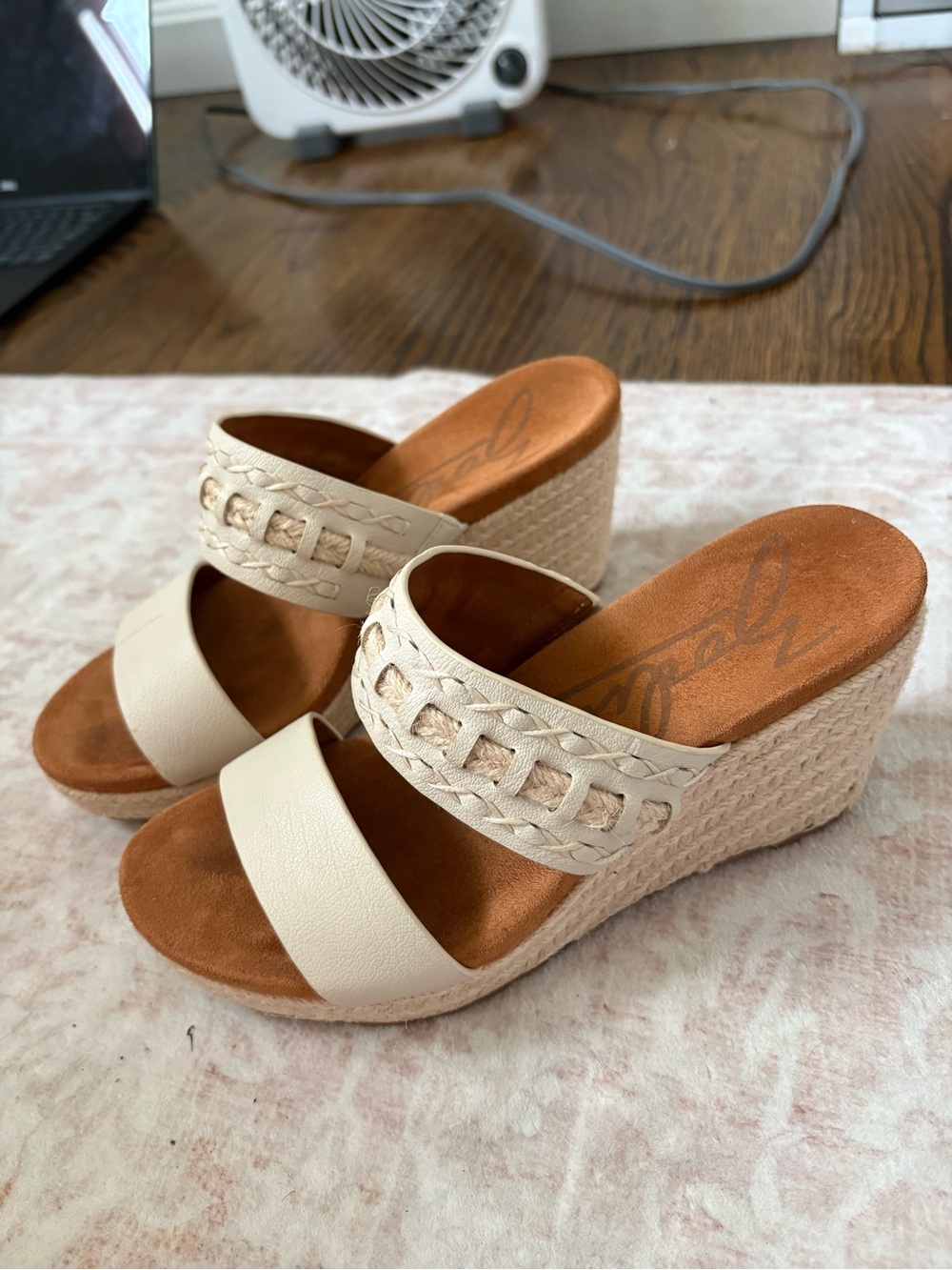 Wedge Espadrille Slide Sandals in Cream - Picture 3 of 5